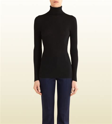 gucci black turtleneck sweater|Gucci tiger sweater women.